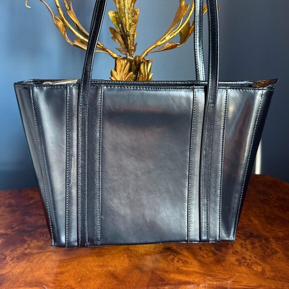 Vintage Early 00s Franco Visconti Black Patent Leather Shoulder Bag - Picture 3 of 15